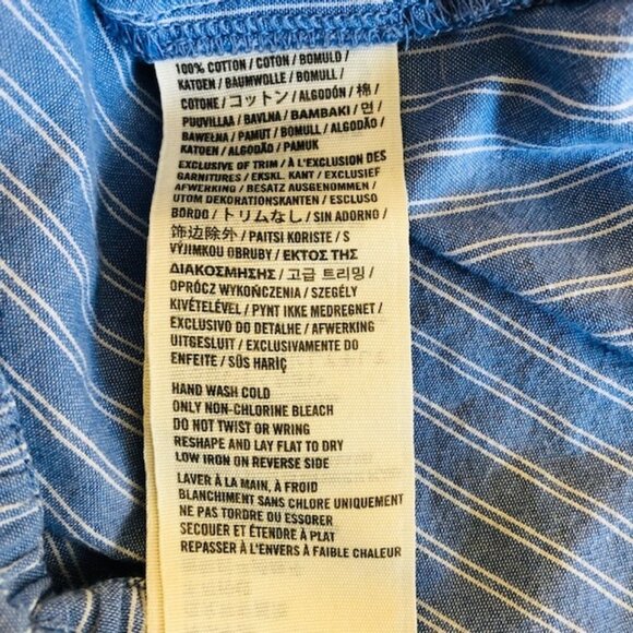 Hollister Blue & White Blouse with Lace Detail and Elastic Neckline Large - Picture 9 of 9